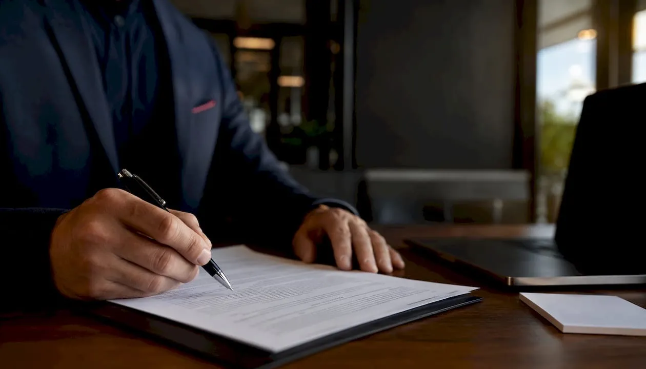 Firma di un contratto in una sala riunioni di un’azienda