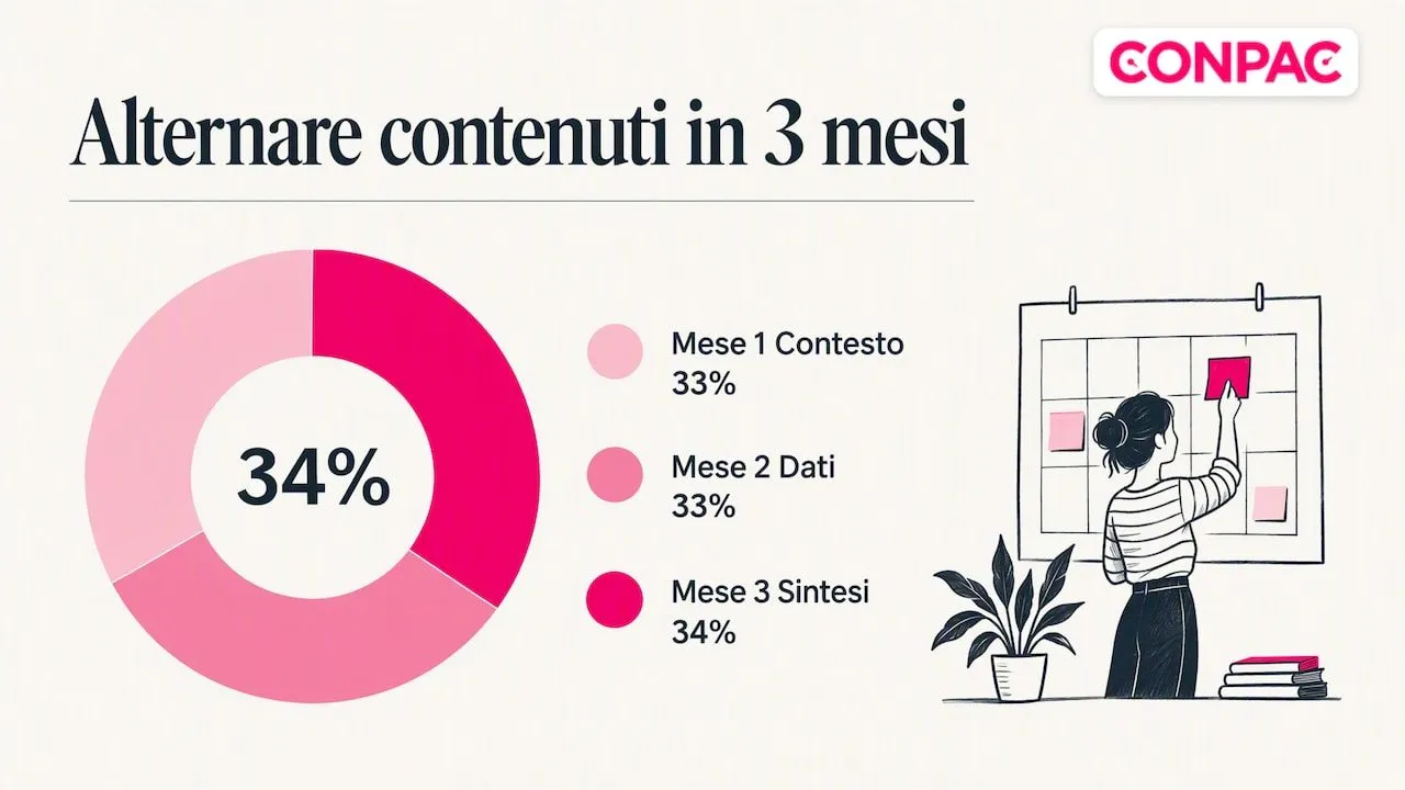 Calendario editoriale di tre mesi e governance dei contenuti ESG , overview diagram