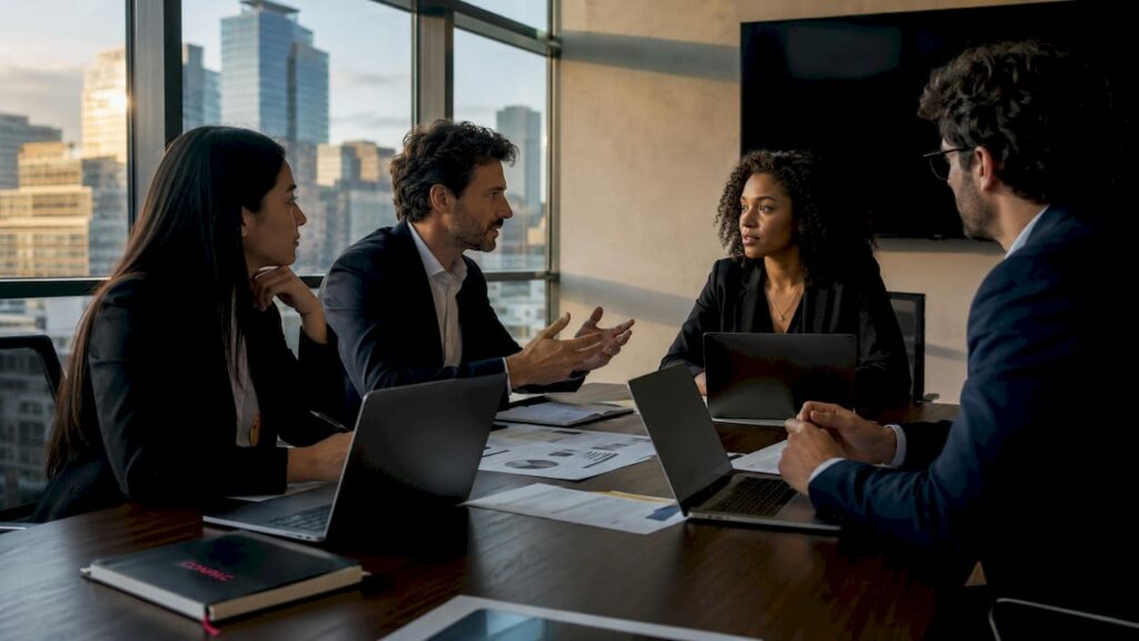 Incontro operativo sulla strategia social B2B nella sala conferenze